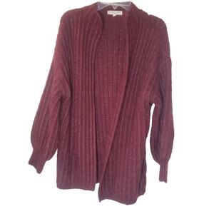 Truly Madly Deeply Urban Outfitters Burgundy Open Front Knit Cardigan Sweater XS